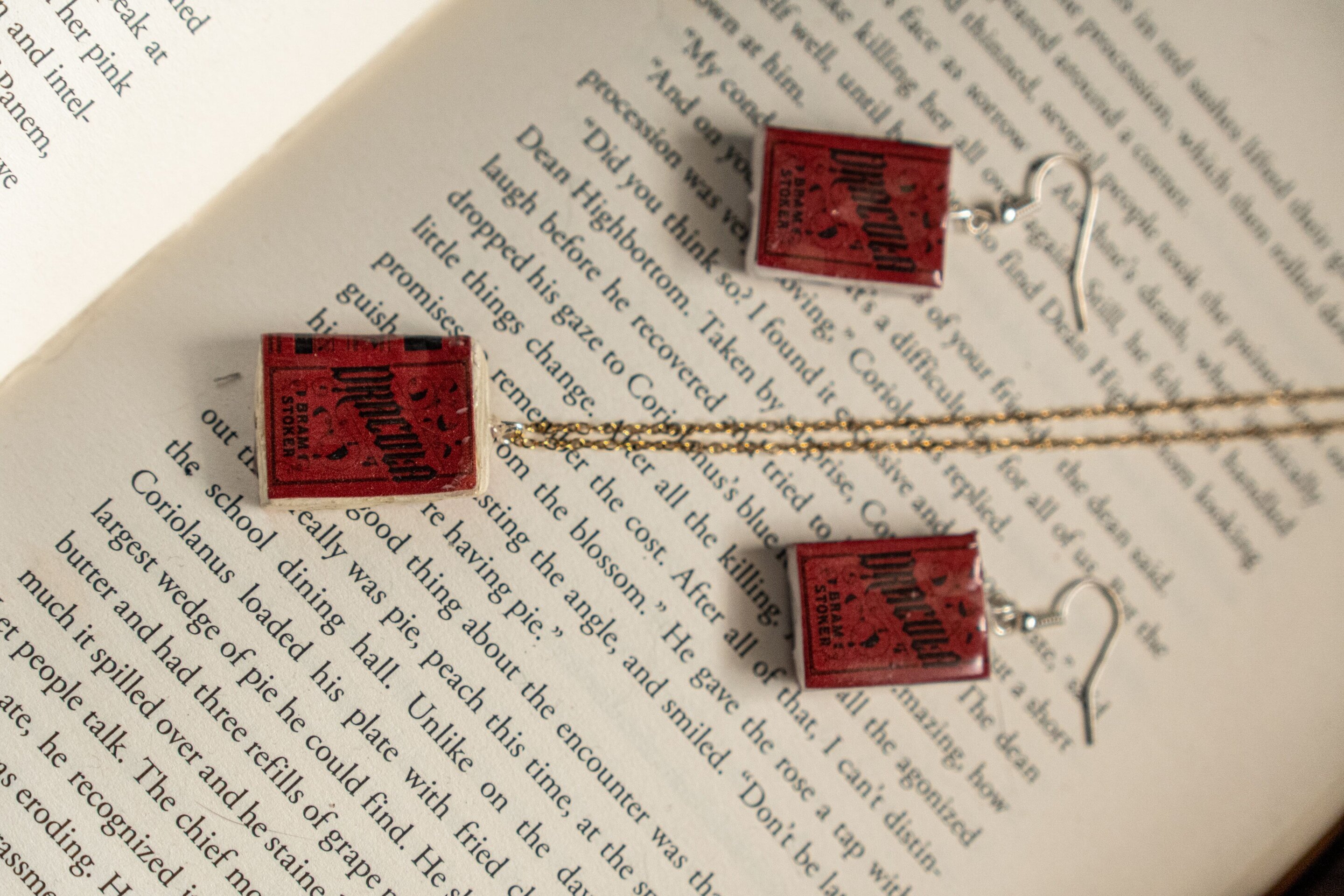 CONJUNTO PENDIENTES Y COLLAR MINI LIBRO - 2
